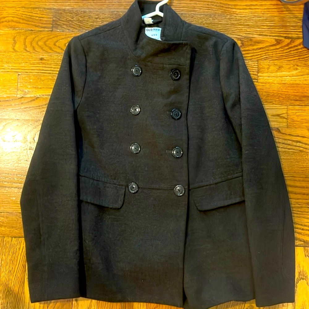OLD NAVY GRAY DOUBLE BREASTED JACKET SZ M RAYON BLEND LADIES EXCELLENT SHAPE